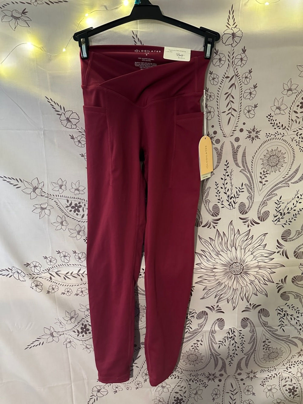 Blogilates High-Waist Burgundy Leggings with Side Pockets